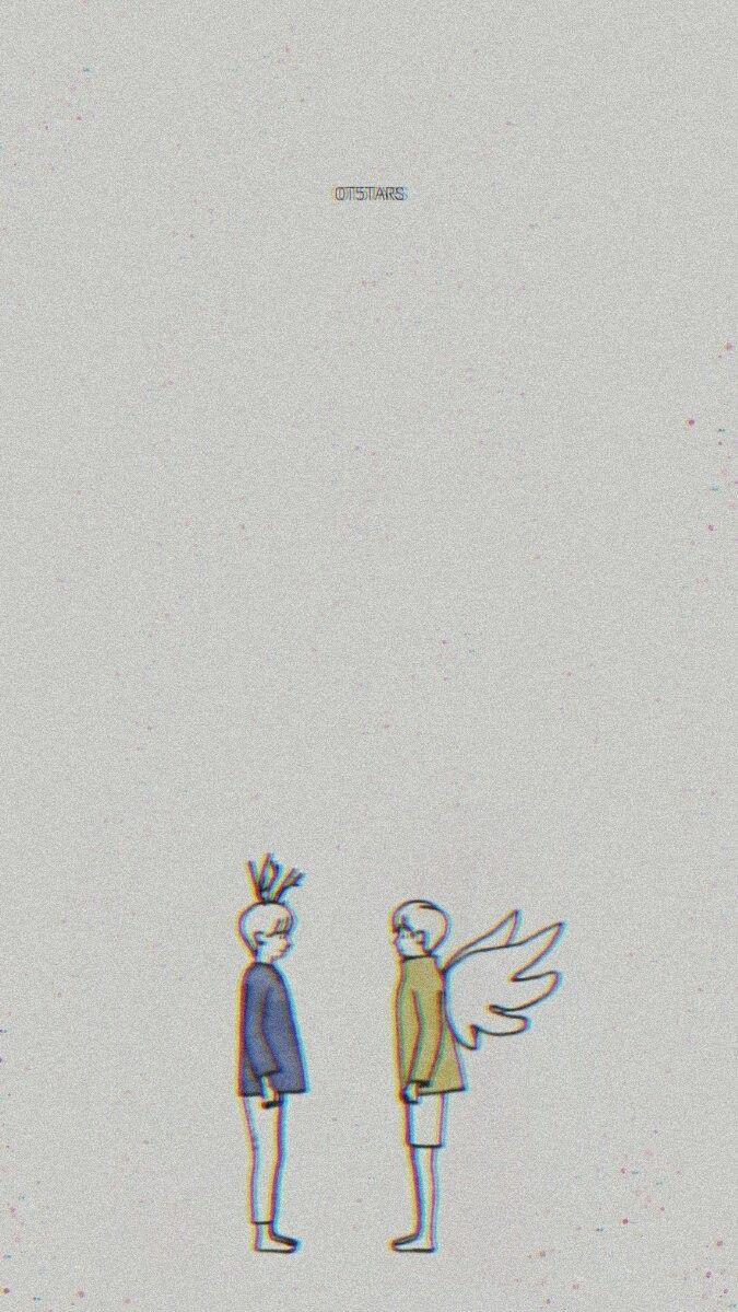 A drawing of two people with wings - Crown