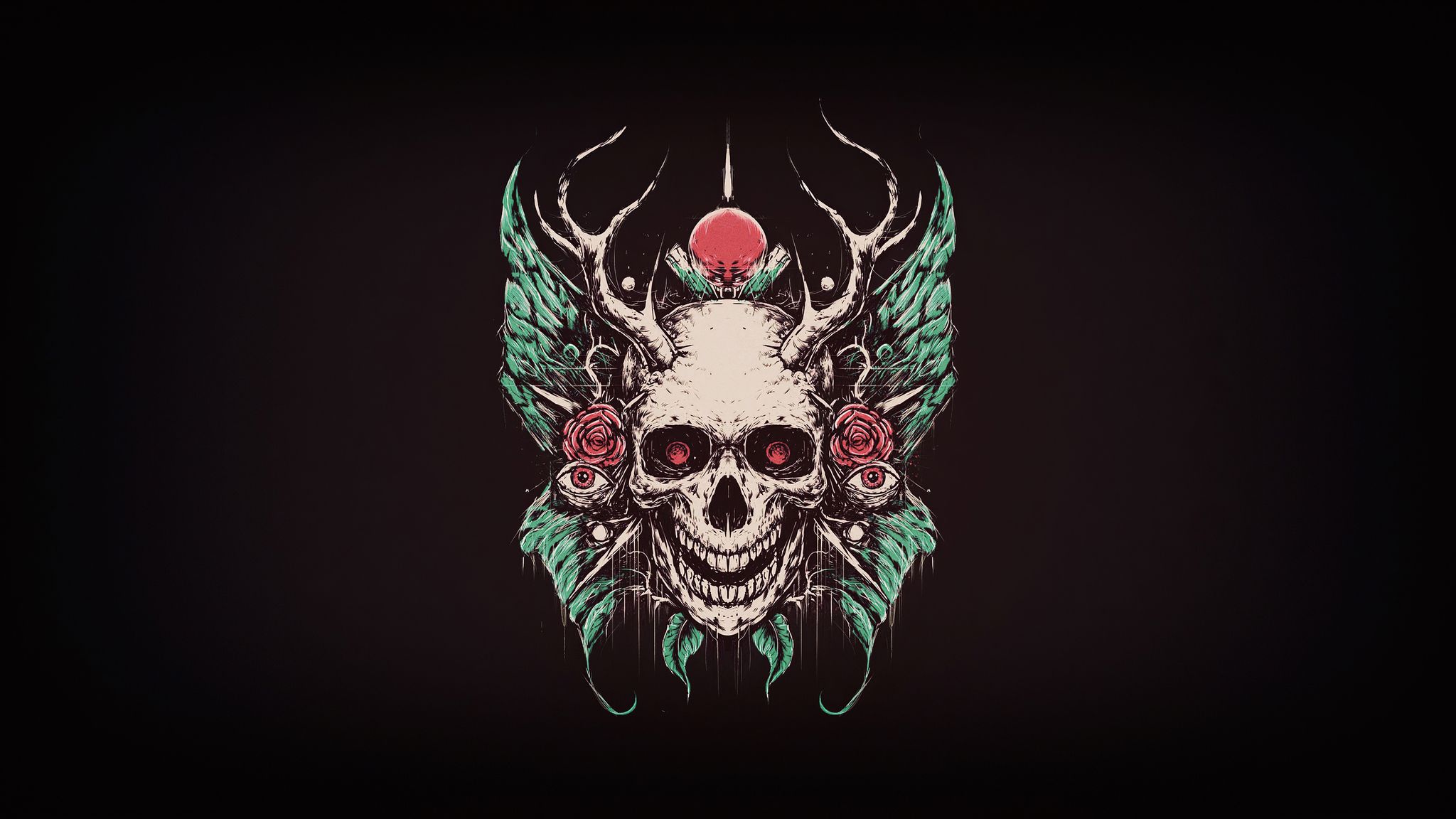 A skull with wings and roses on it - Crown