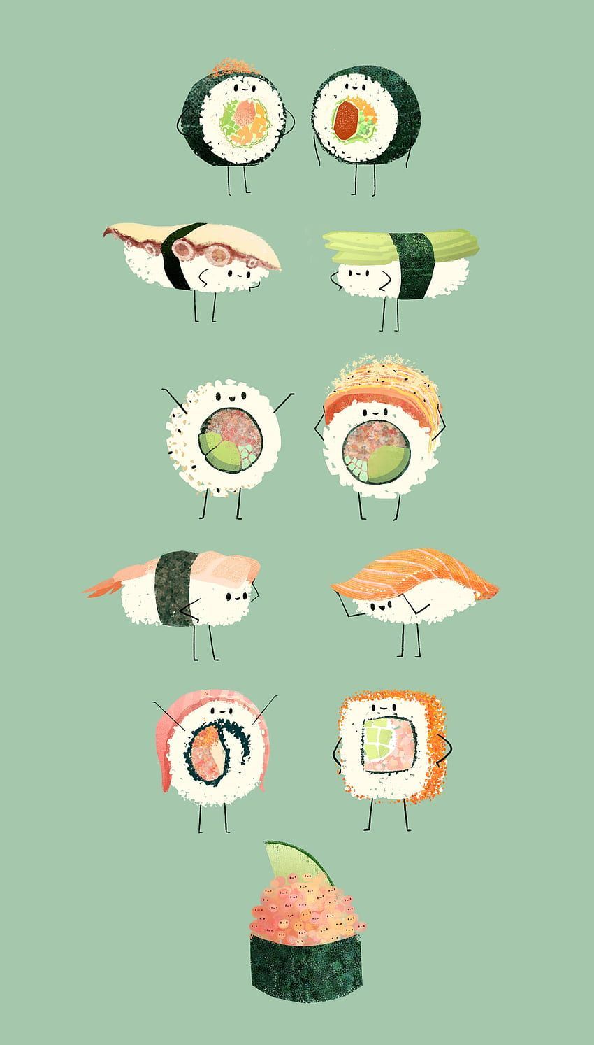 Anime Sushi, Cute Kawaii Sushi HD phone wallpaper