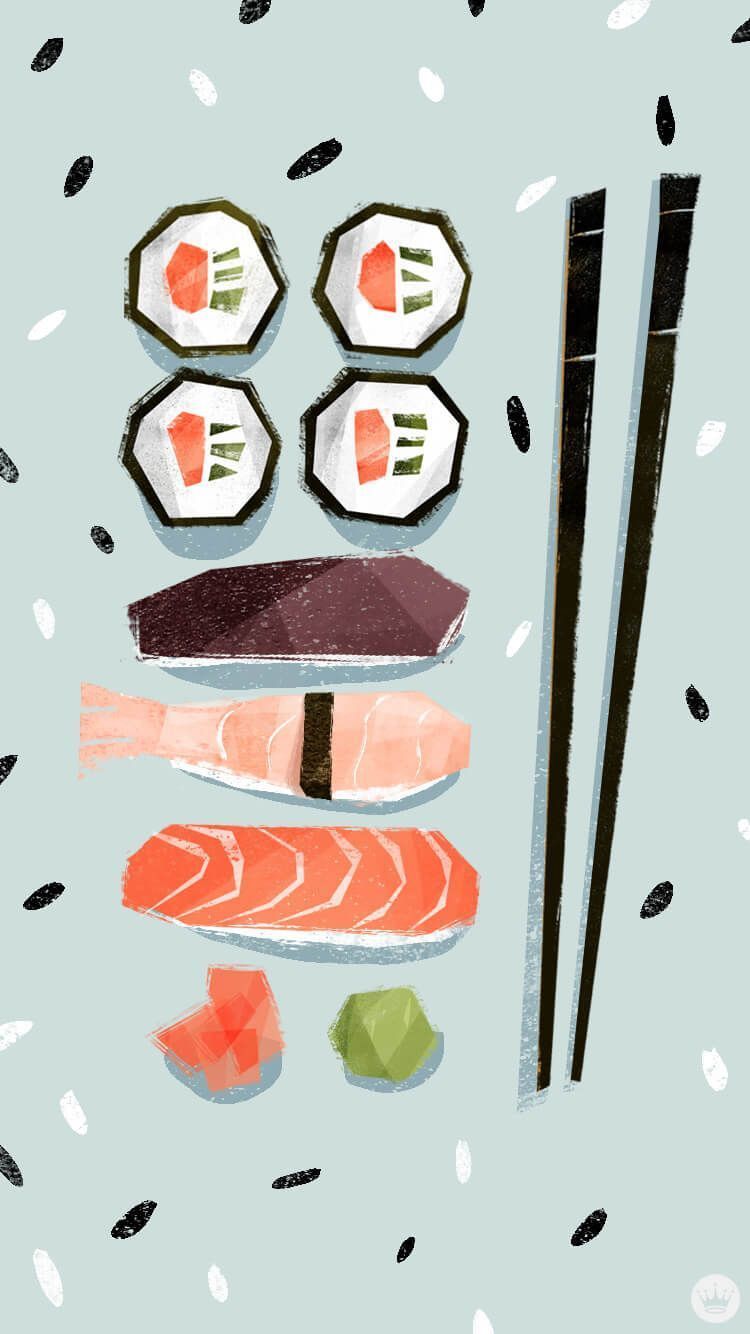 Aesthetic iphone wallpaper, Sushi art, Mobile wallpaper