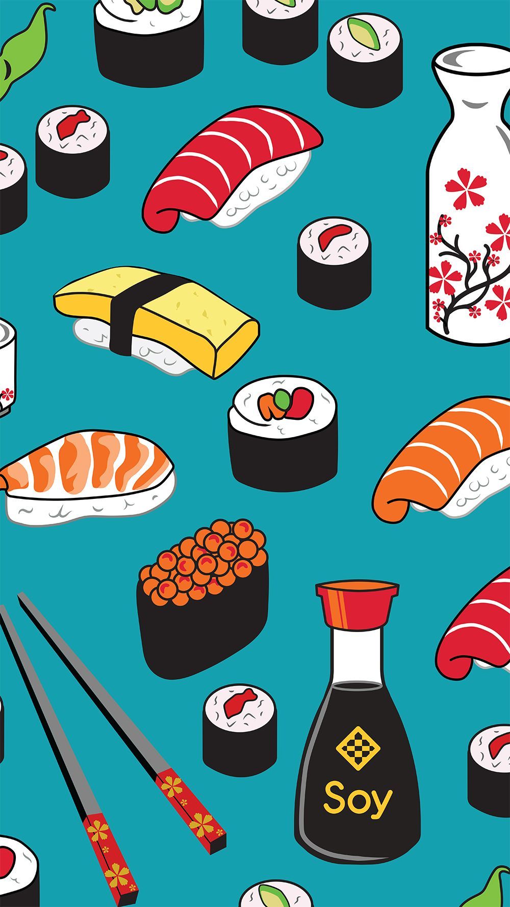 Sushi Pattern Design. Wallpaper iphone cute, Cute patterns wallpaper, Sushi drawing