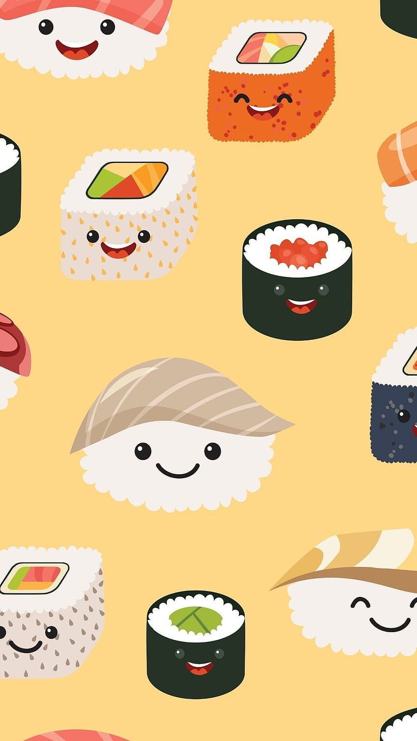 A pattern of sushi with smiling faces - Sushi