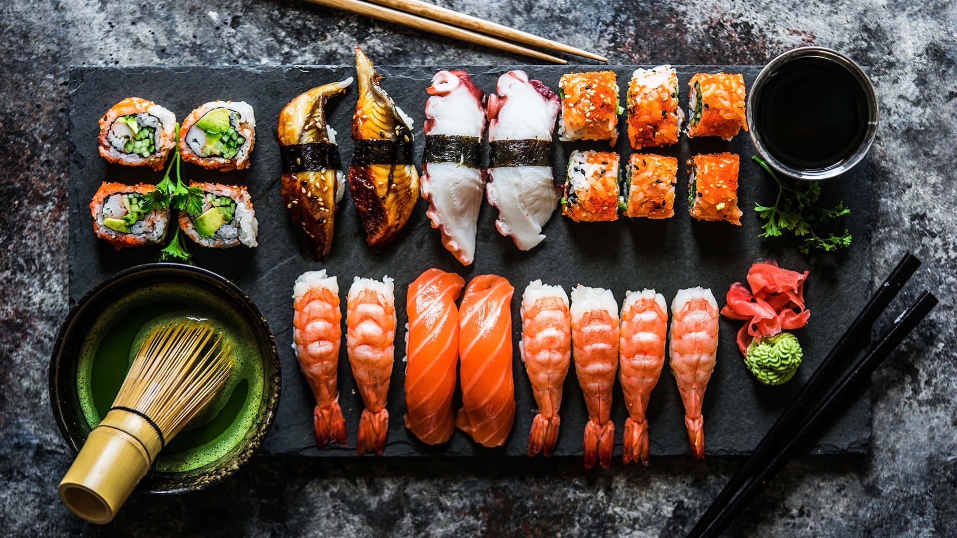 Sushi on a black slate - Sushi