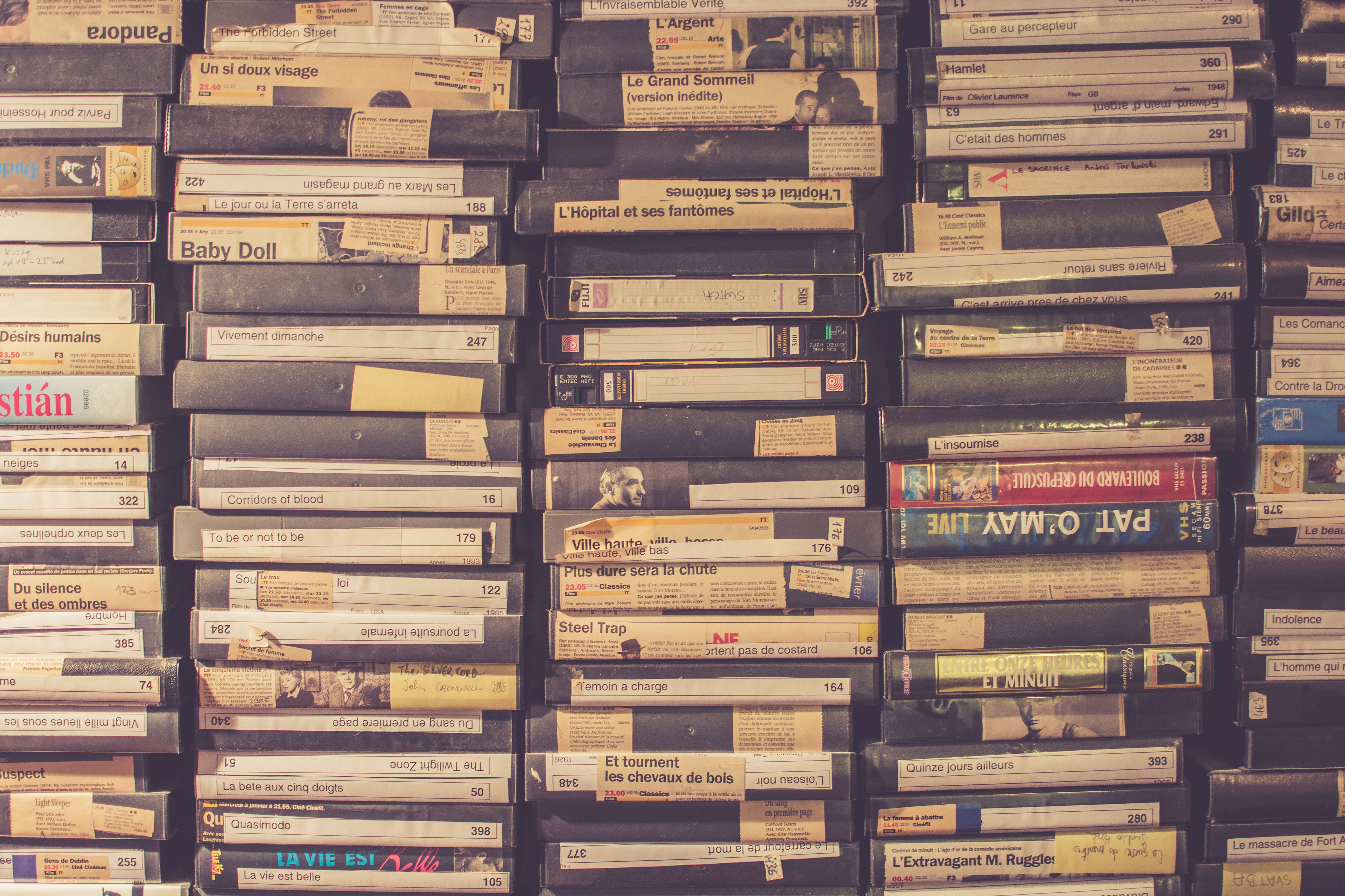 VHS Tape Lot Wallpaper, Stack Of Assorted Title Cases, Video, Vintage, Film
