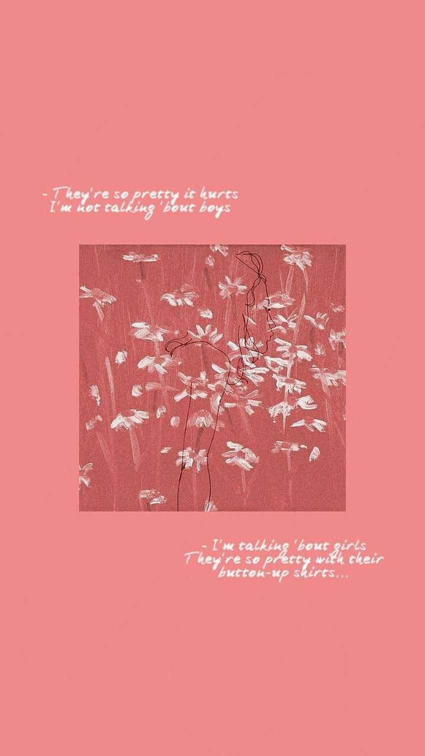 A pink background with white flowers and words - IPhone red