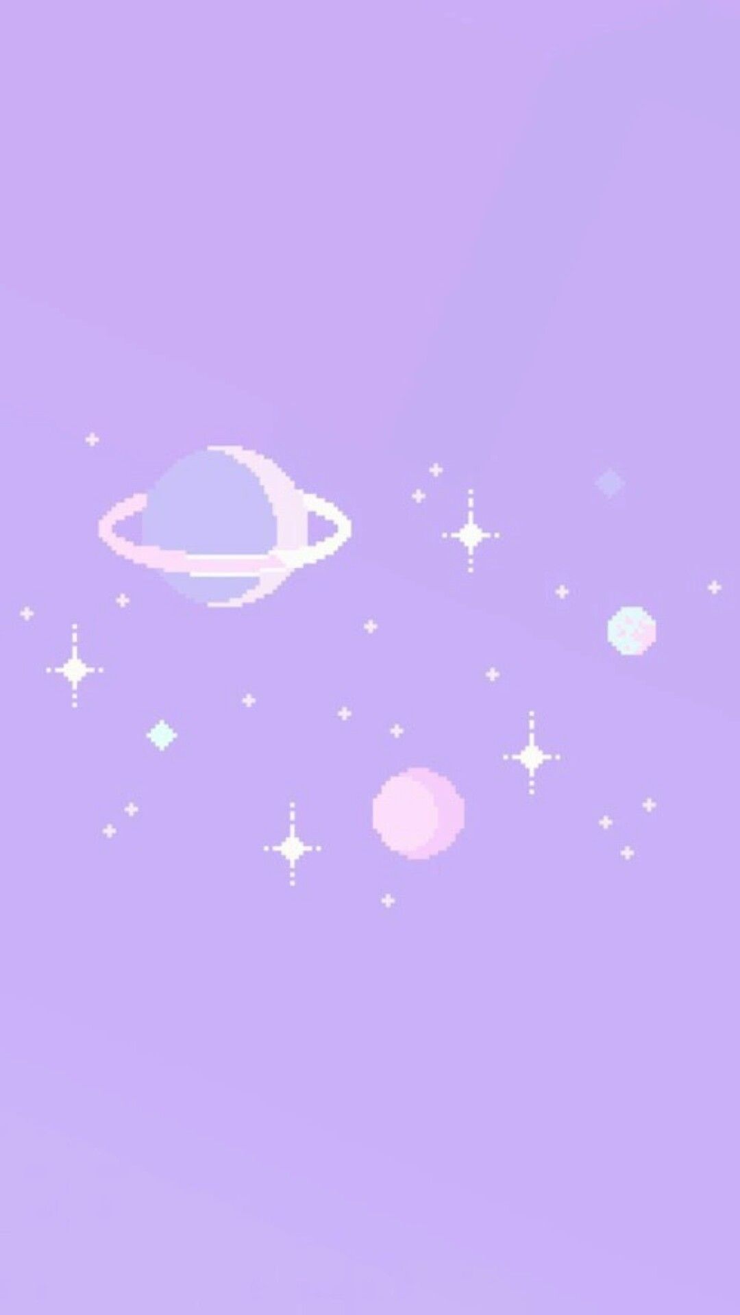 A purple background with stars and planets - Cute purple