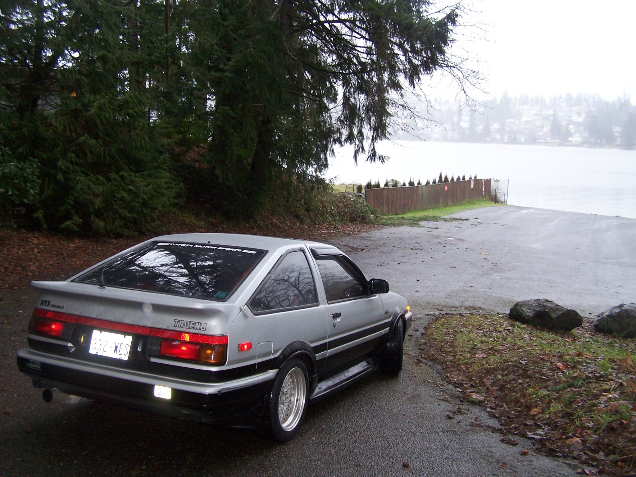 A car parked on the side of road - Toyota AE86