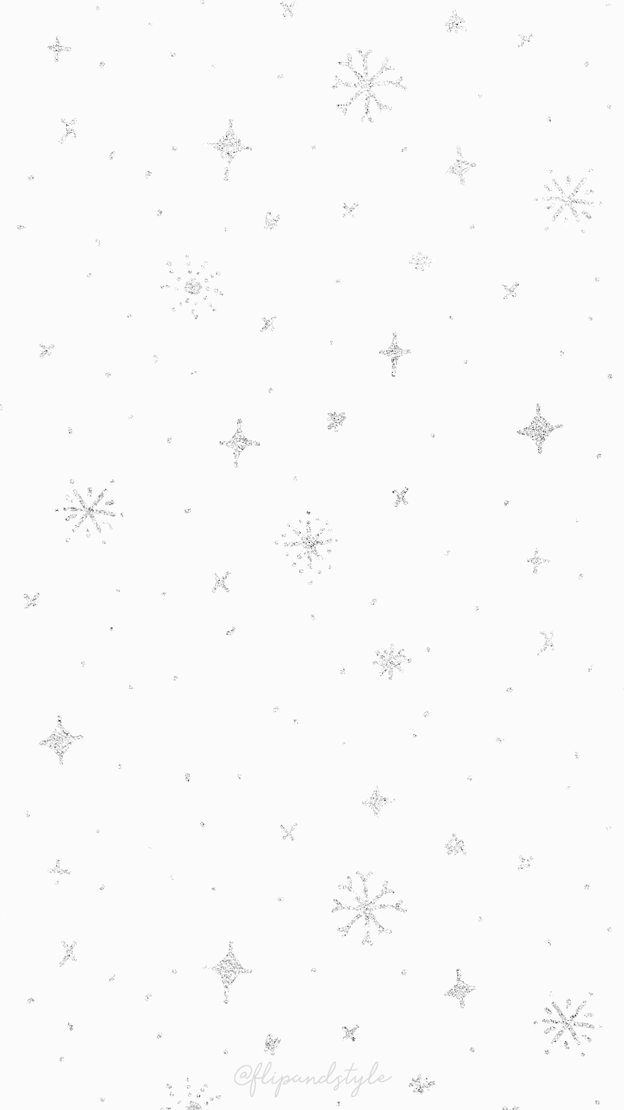 A white background with snowflakes and stars - White Christmas