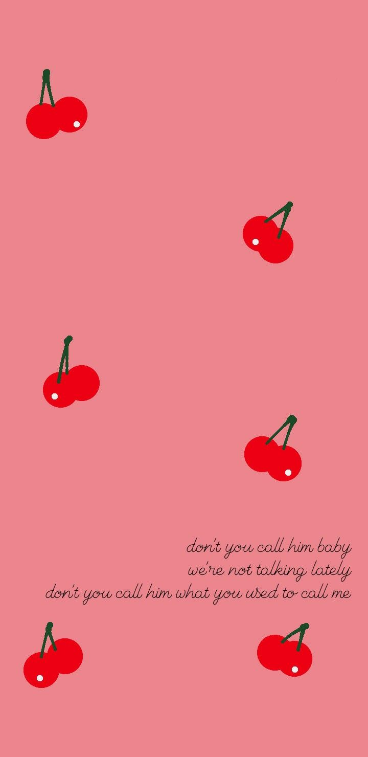 Cherries on a pink background with a song lyrics - Cherry