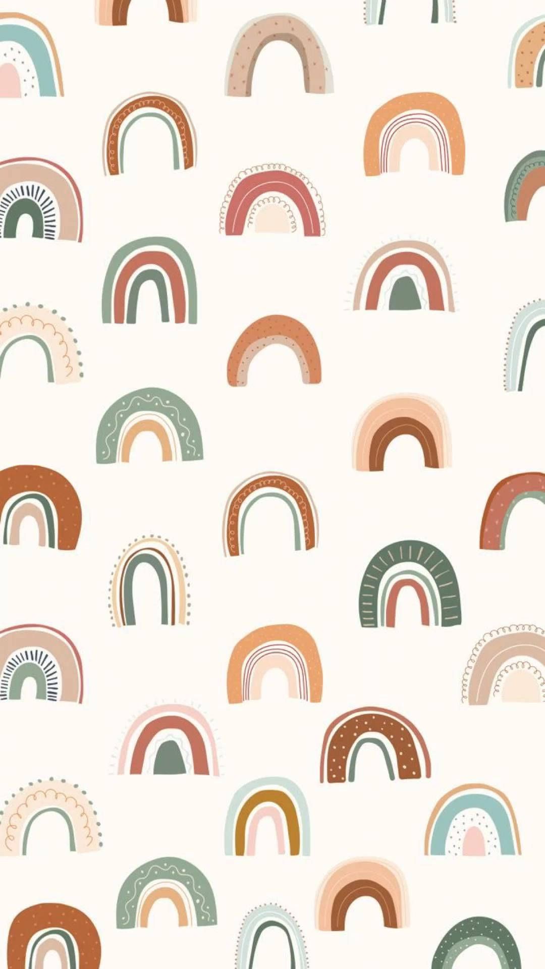 IPhone wallpaper with colorful rainbow patterns on a white background - Boho