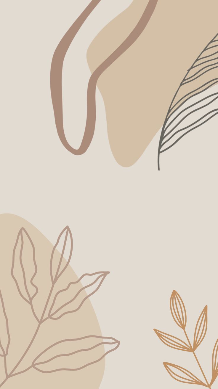 An abstract design with shapes and leaves in earthy tones - Boho