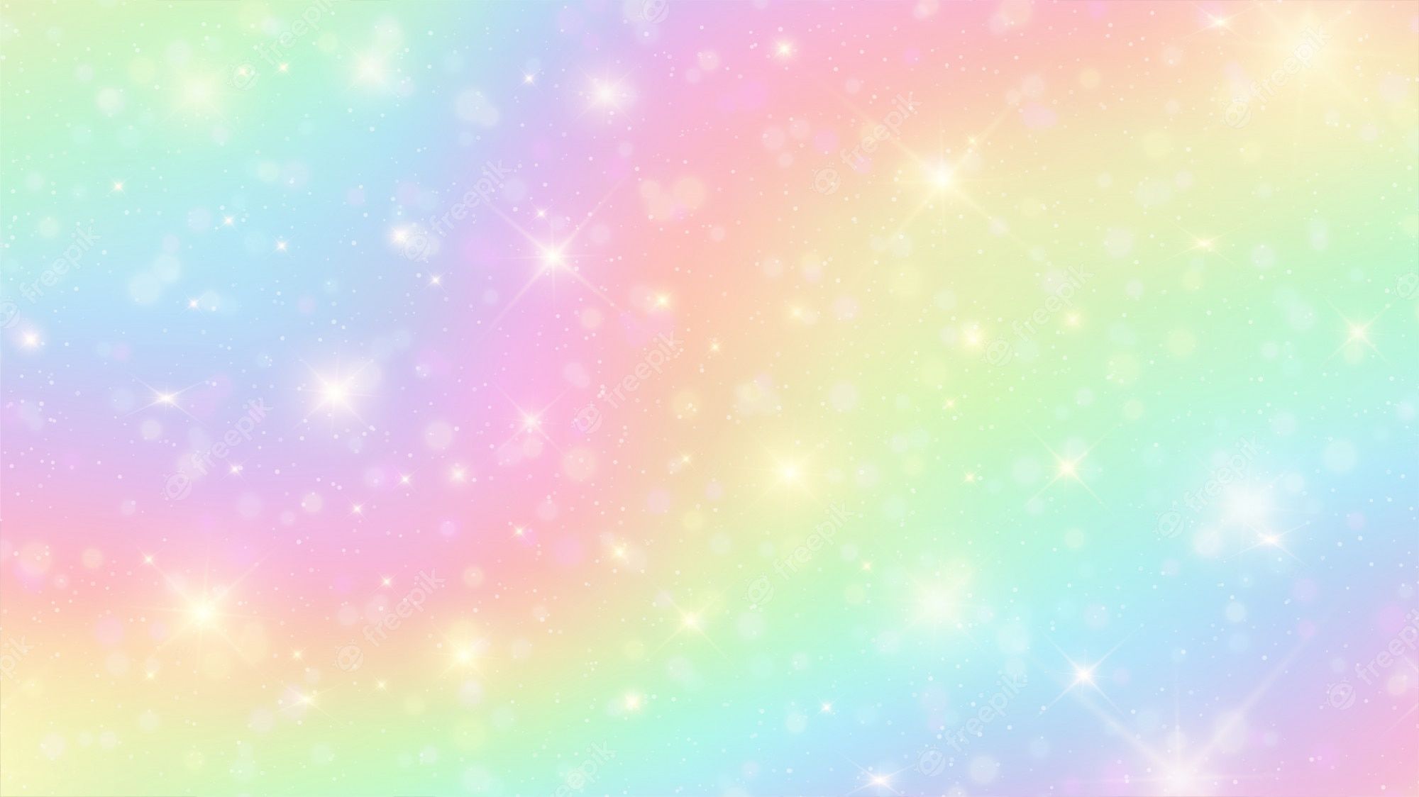 A colorful rainbow background with sparkles and bokeh - Pastel rainbow