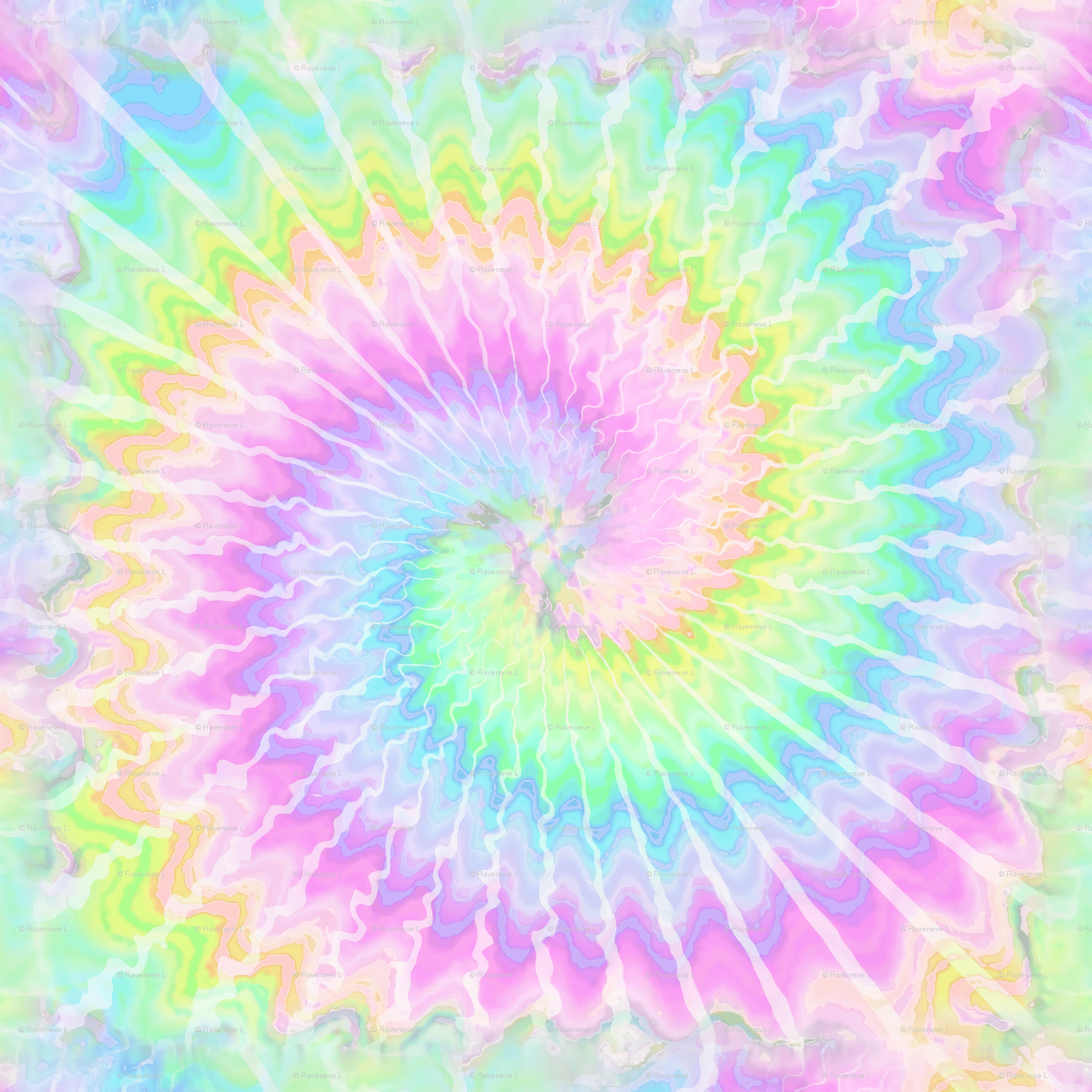 A psychedelic spiral pattern in bright colors - Pastel rainbow