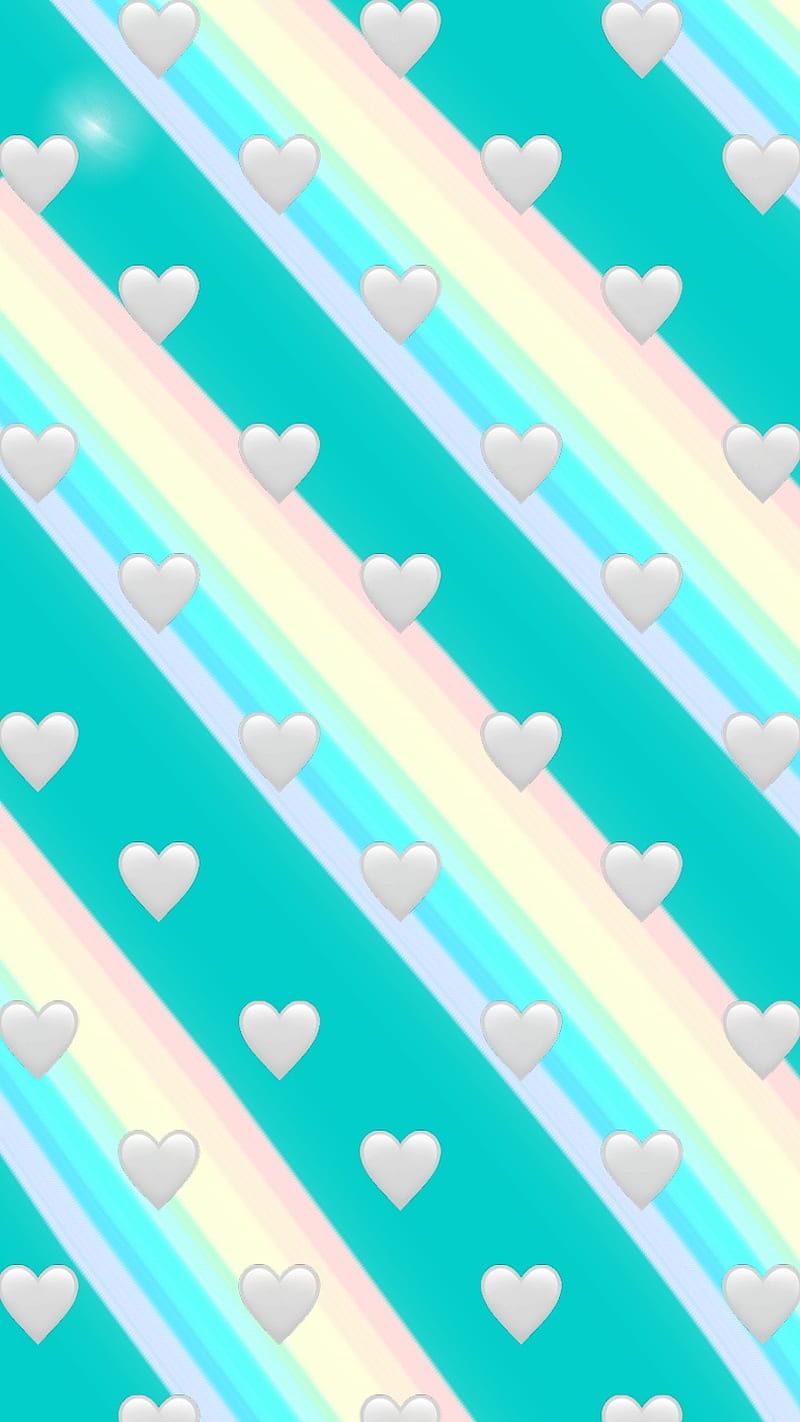 Pastel rainbow, cyan, grey hearts, corazones, hello, rainbows, splash, themes, HD phone wallpaper