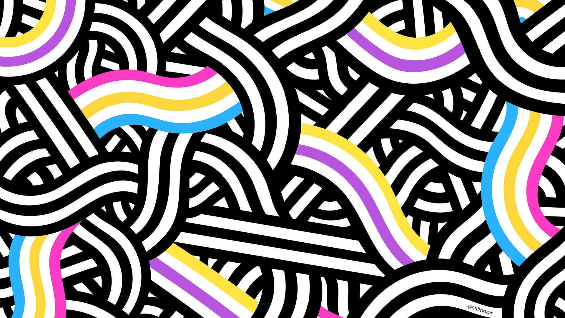 A black and white pattern with colorful lines - Non binary