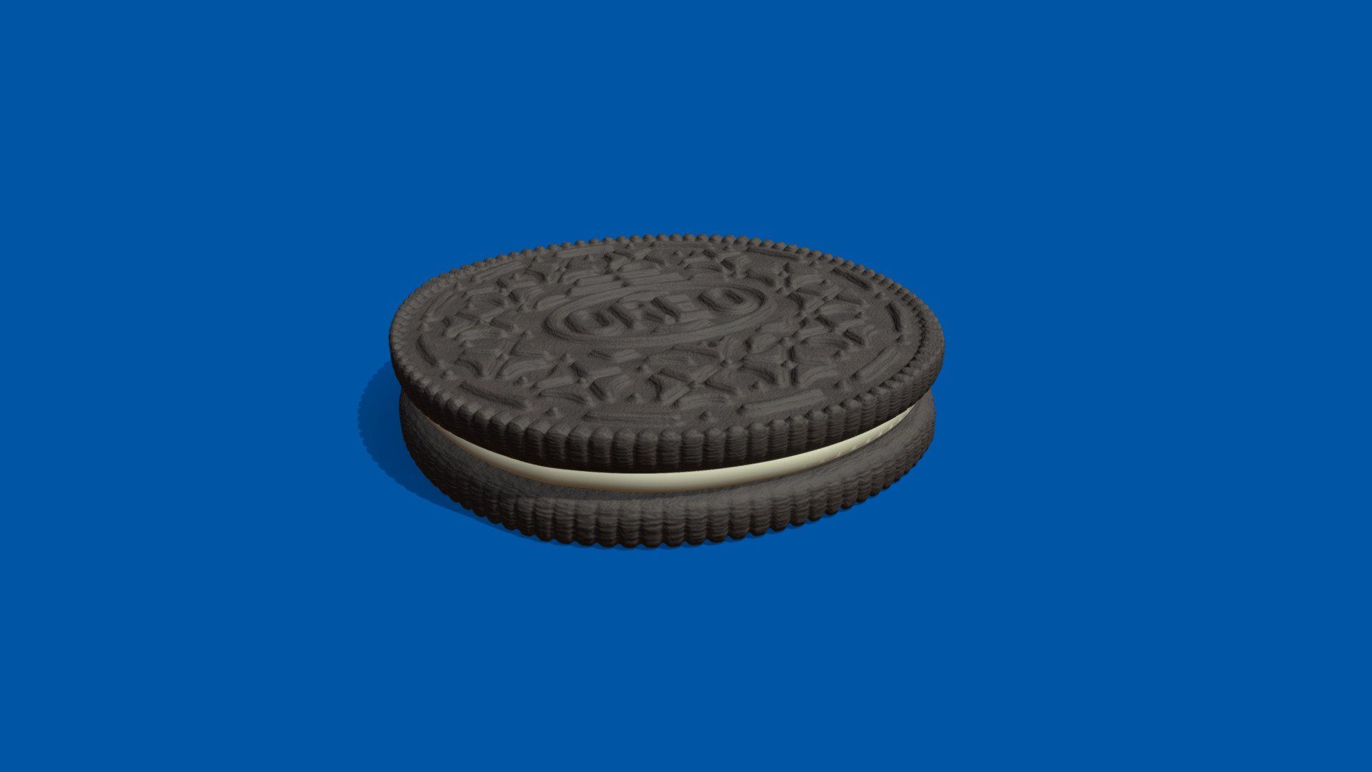 A 3d rendered cookie with the oreo logo on it - Oreo