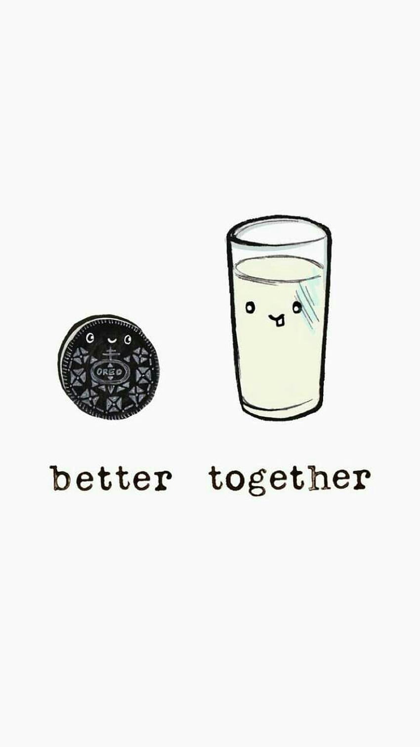 A cartoon of an oatmeal cookie and glass with the words better together - Oreo
