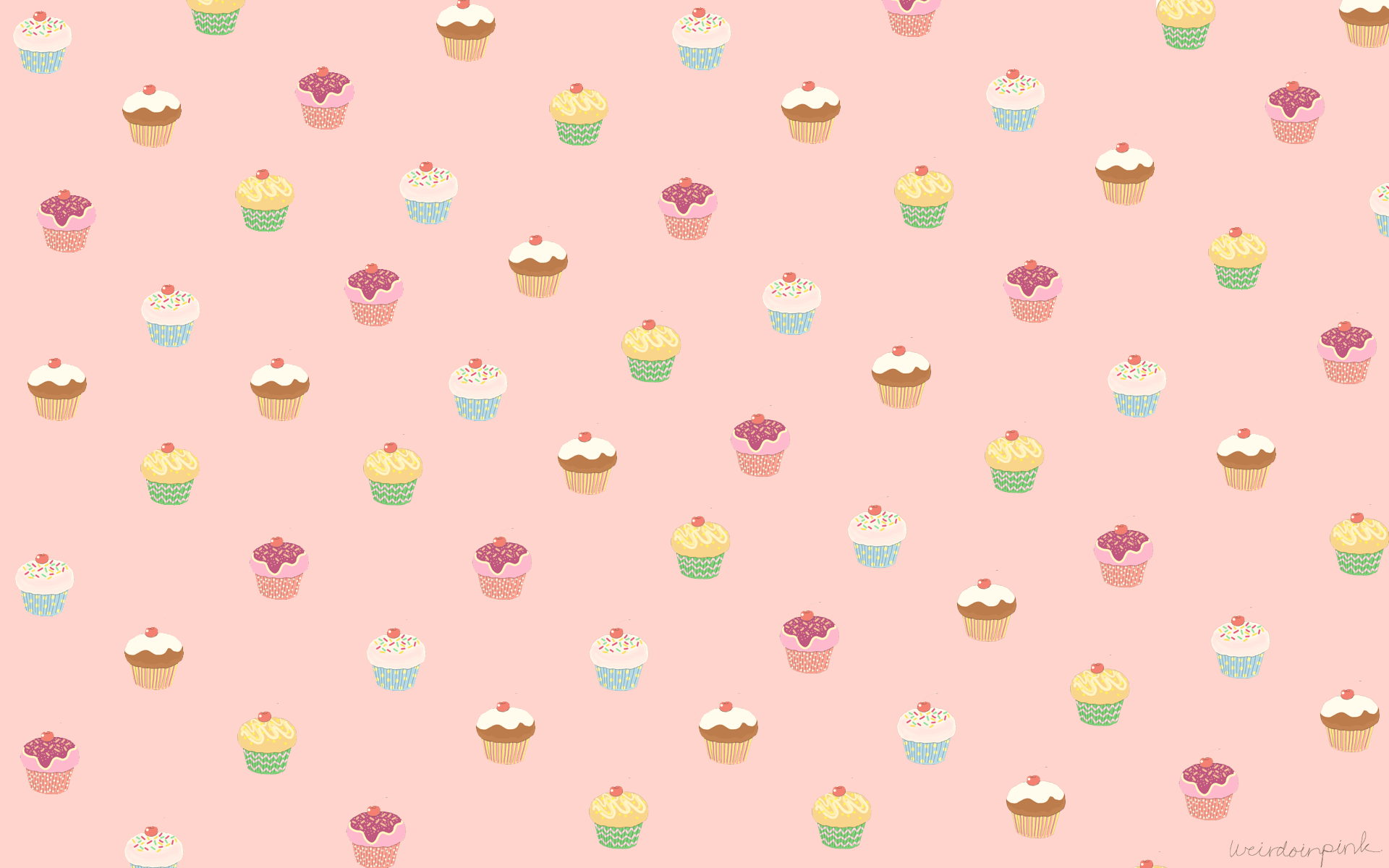 A pattern of cupcakes on a pink background - Cupcakes
