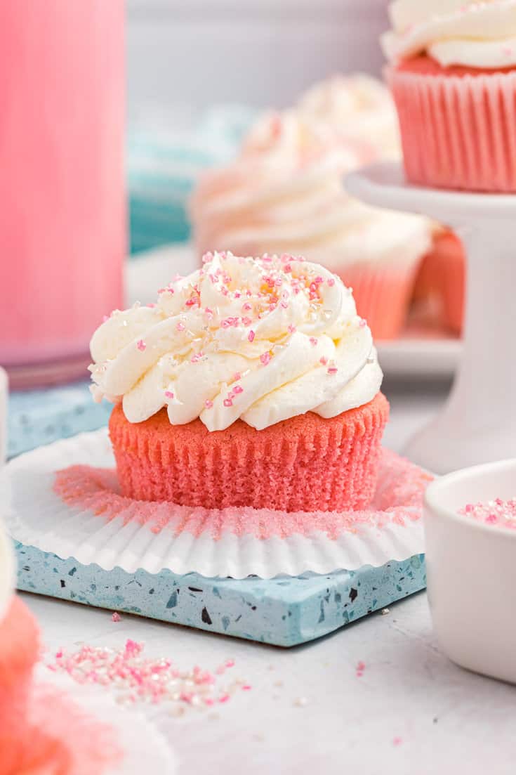 A close up of cupcakes with pink frosting - Cupcakes