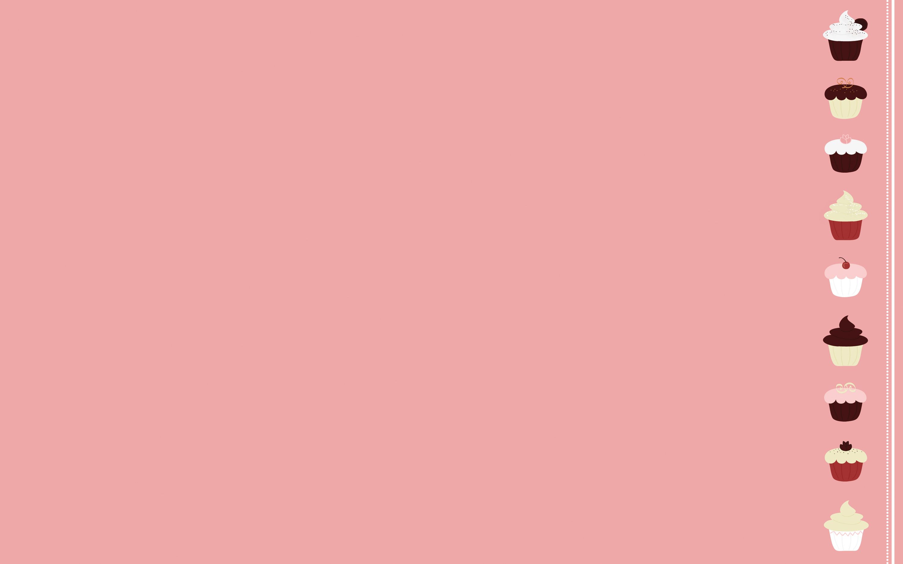 A pink background with a border of different cupcakes. - Cupcakes