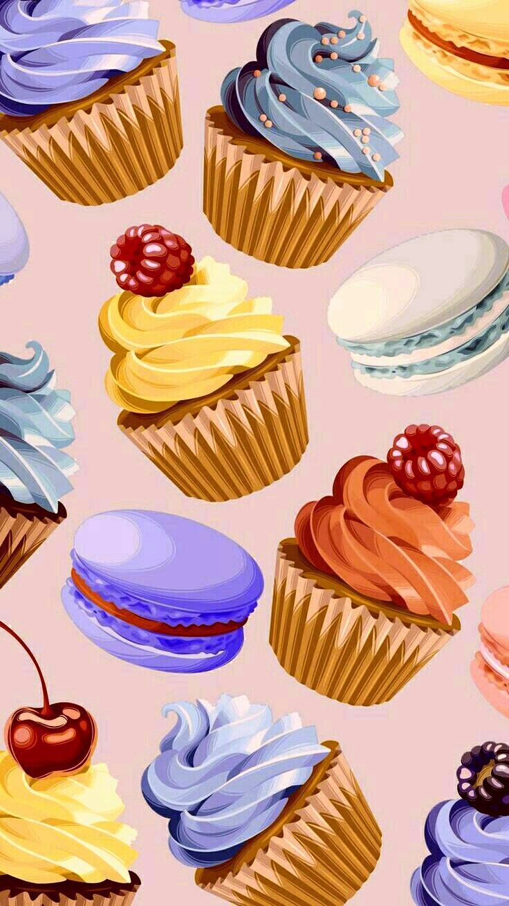 Muffins amarillo y bordo. Ilustração de bolos, Wallpaper bonitos, Papel de parede para telefone rosa
