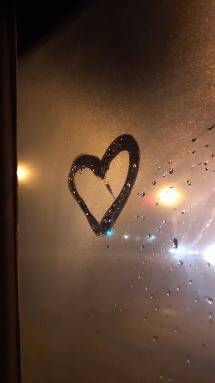 A heart drawn on a foggy window - Lovecore