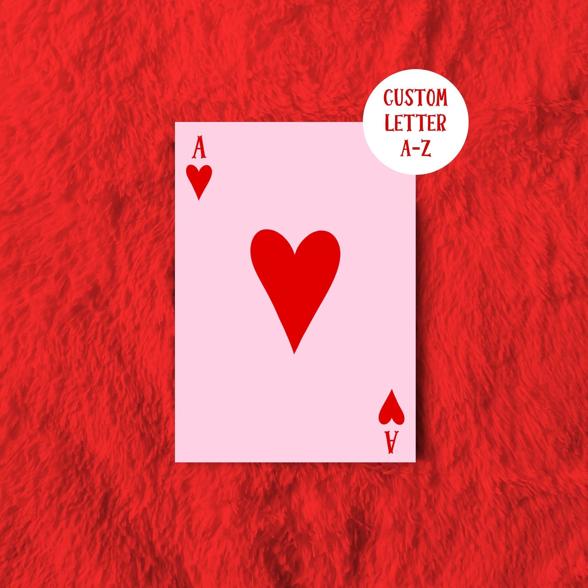 Ace of hearts playing card on a red background - Lovecore
