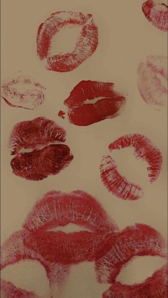 A close up of some red lip prints - Lovecore
