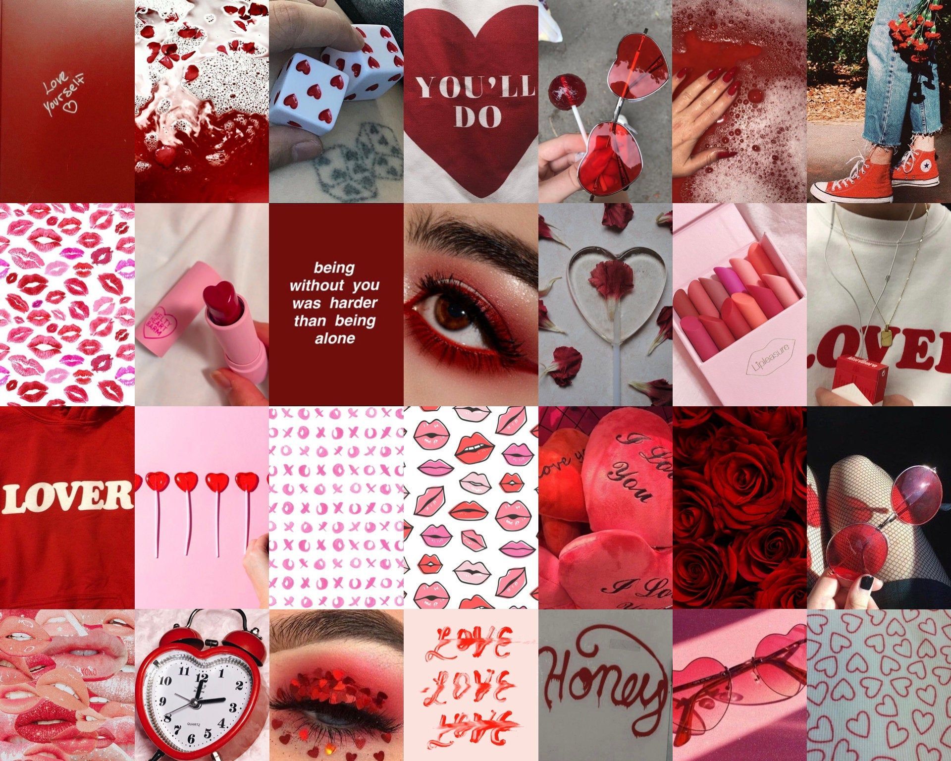 Lovecore Wall Collage Kit Valentines Day Collage Kit Red. Wall collage, Red aesthetic, Valentines