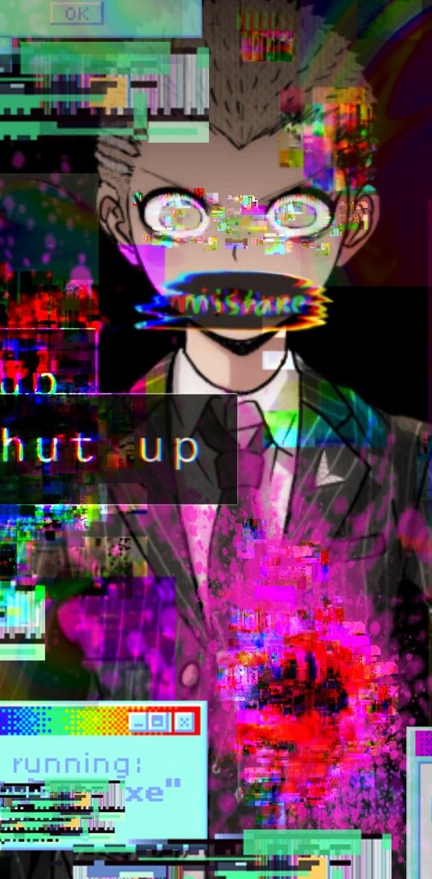 A computer screen with an image of the man on it - Glitchcore