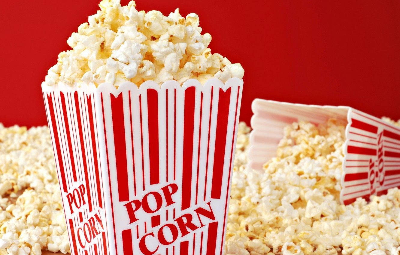 Wallpaper box, food, corn, popcorn image for desktop, section еда