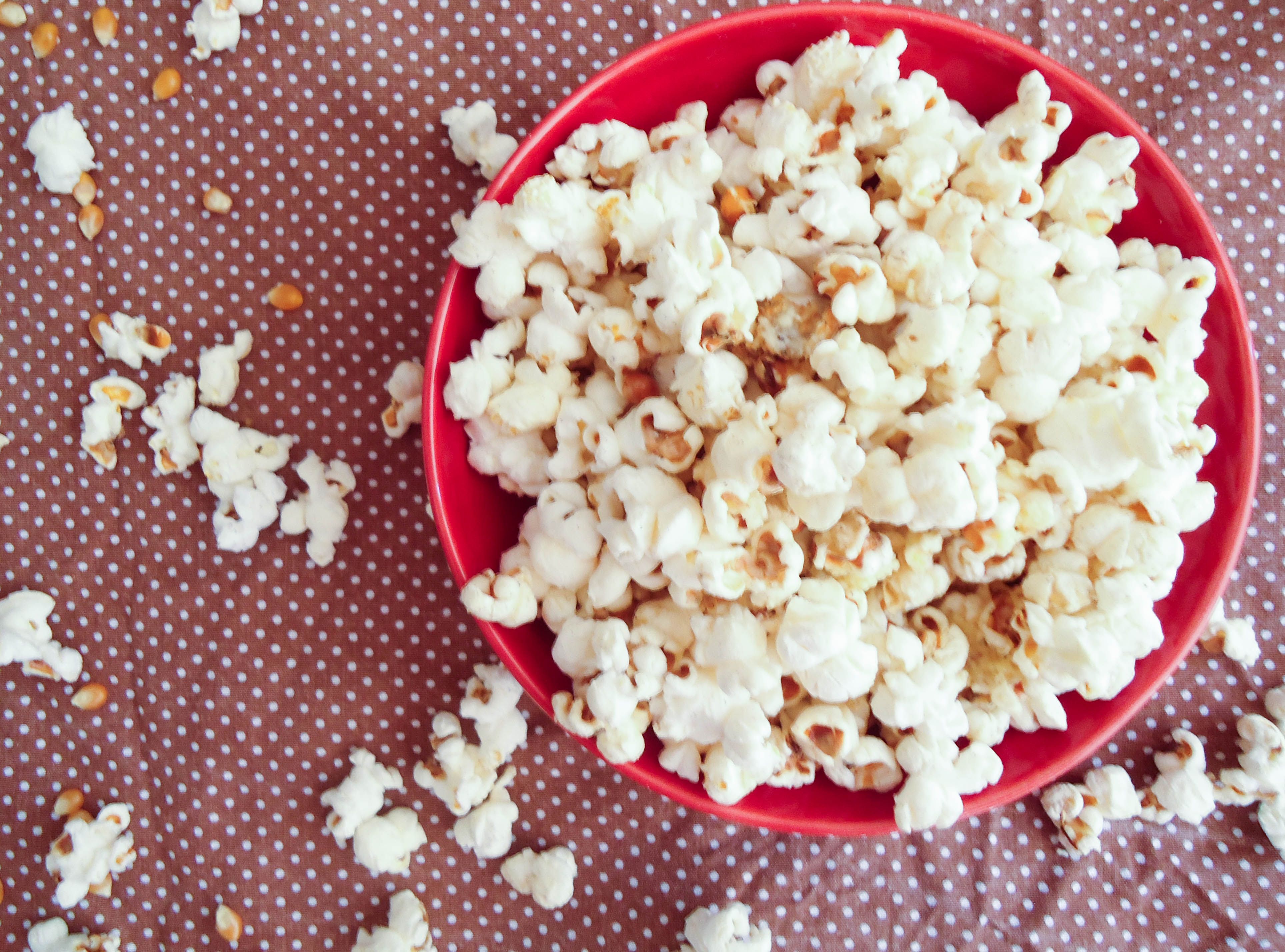 A bowl of popcorn on top - Popcorn