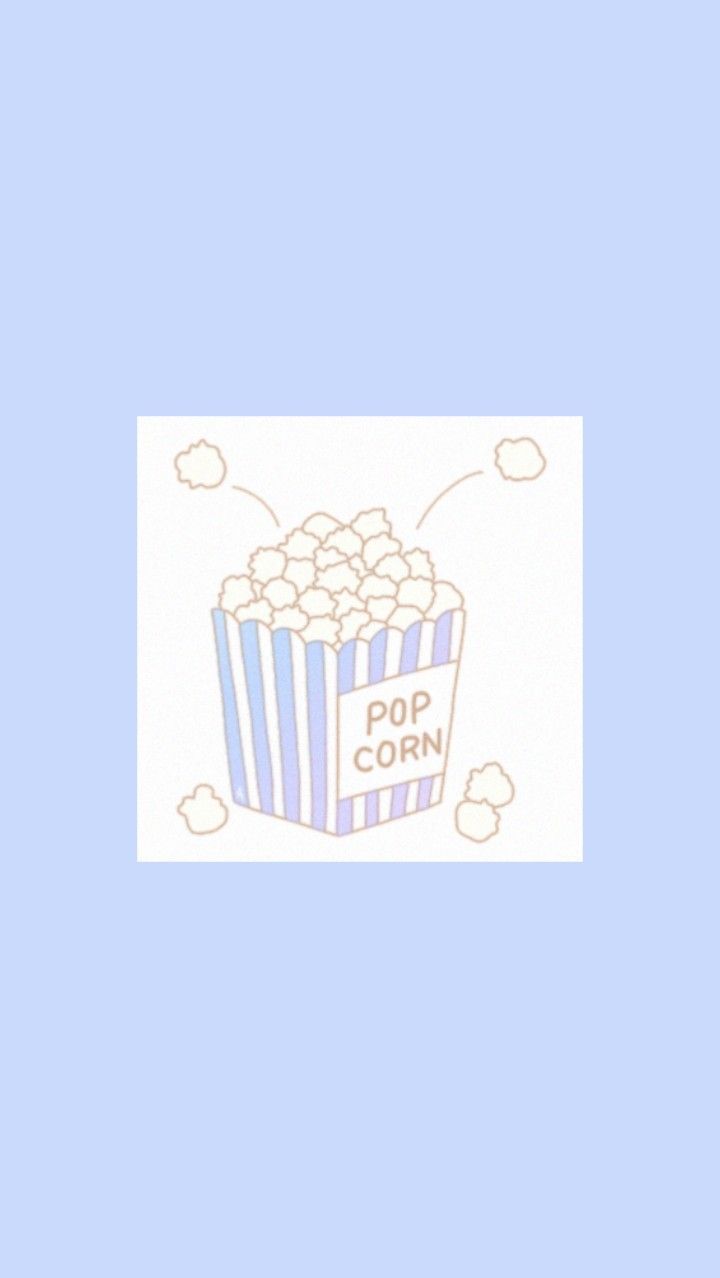 A light blue and white striped popcorn bucket with the word popcorn on it - Popcorn