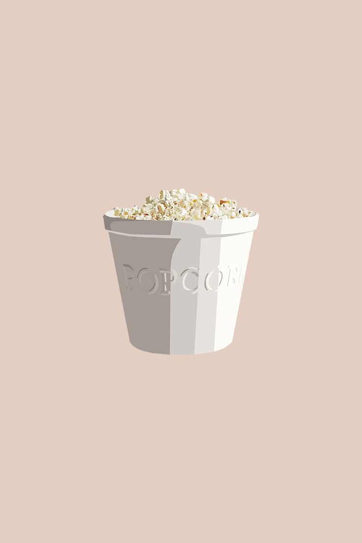 Illustration of a white bowl of popcorn on a pink background - Popcorn