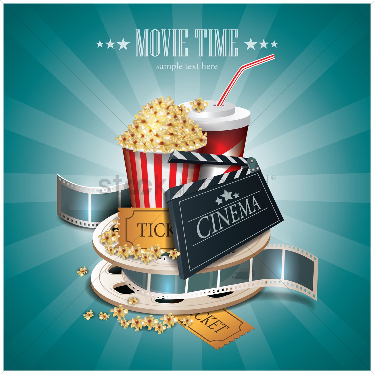 Movie time vector illustration - Popcorn