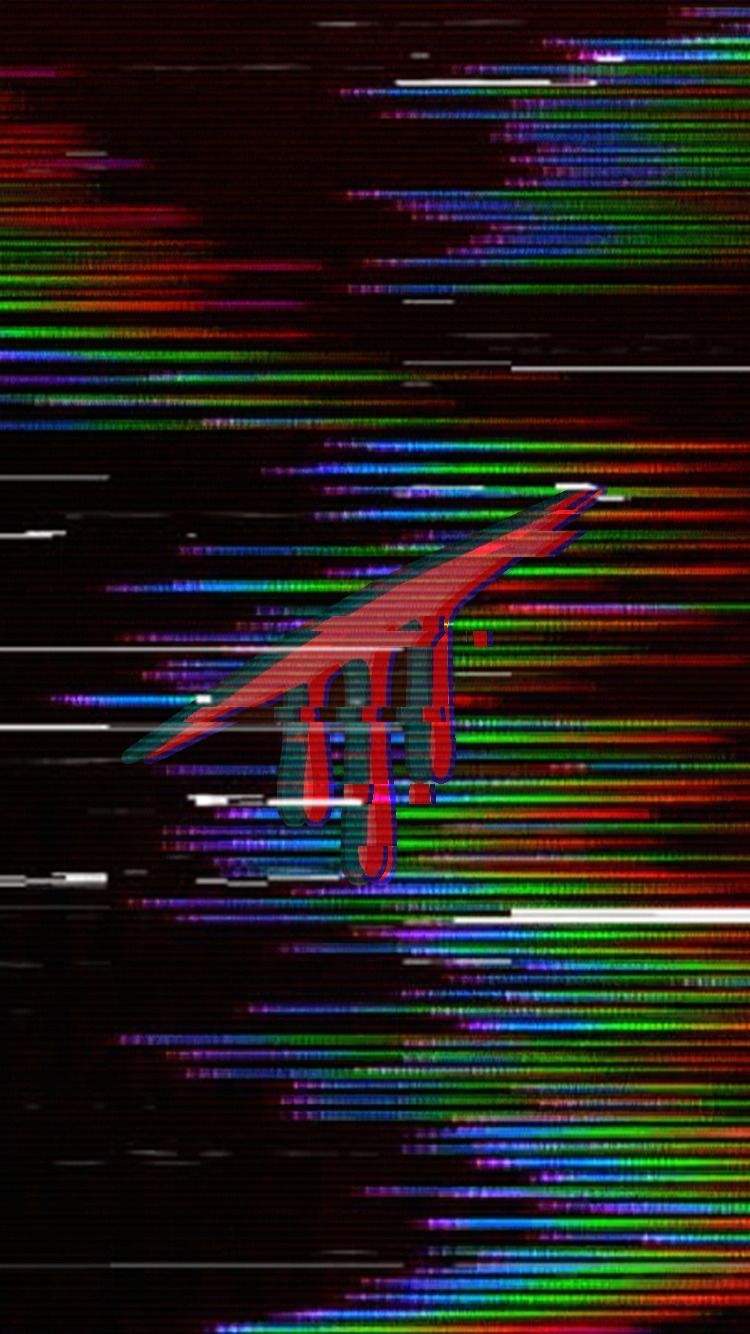 A red kite flying in front of an old tv screen - Glitchcore