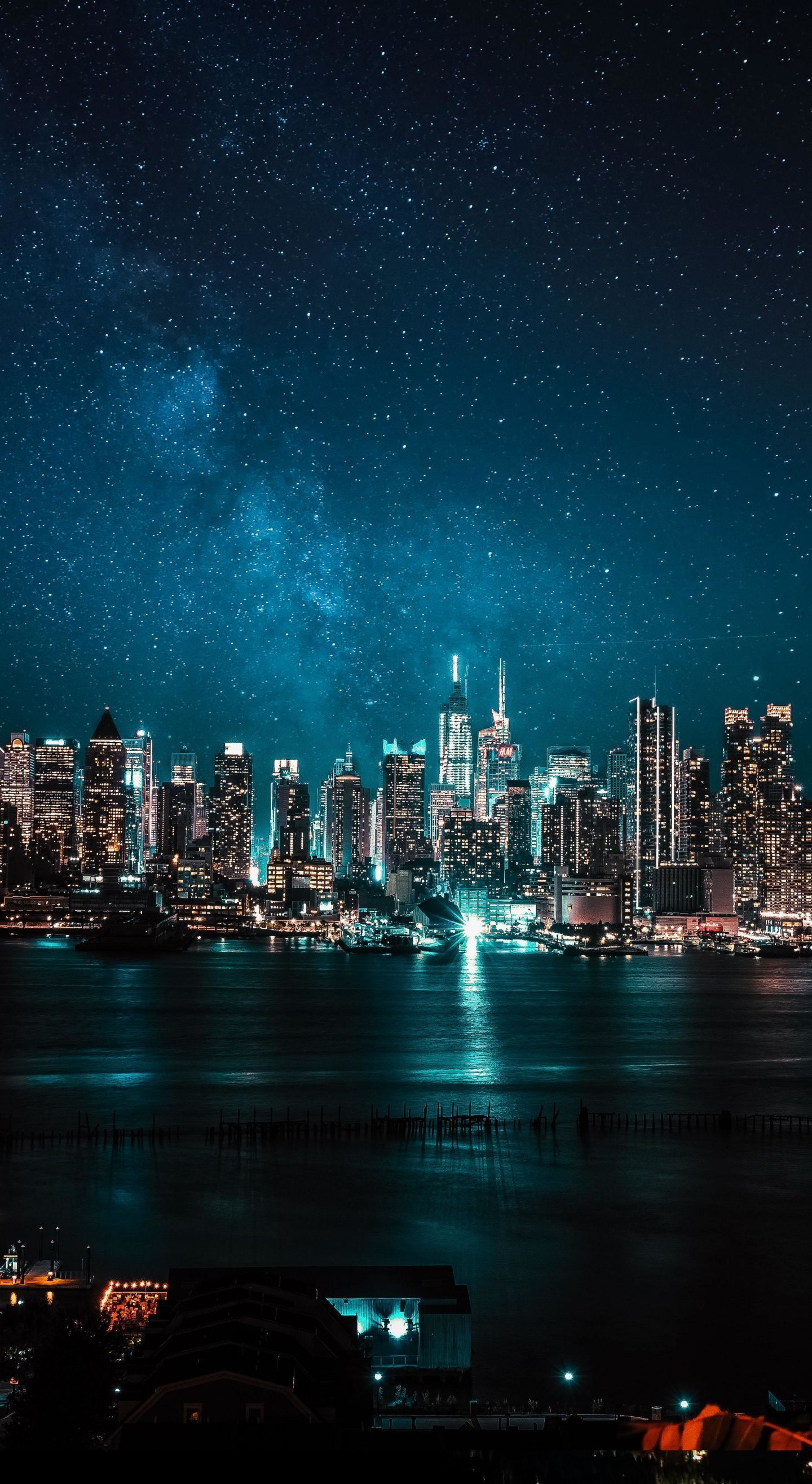 A city skyline at night with the milky way in it - Cityscape, skyline