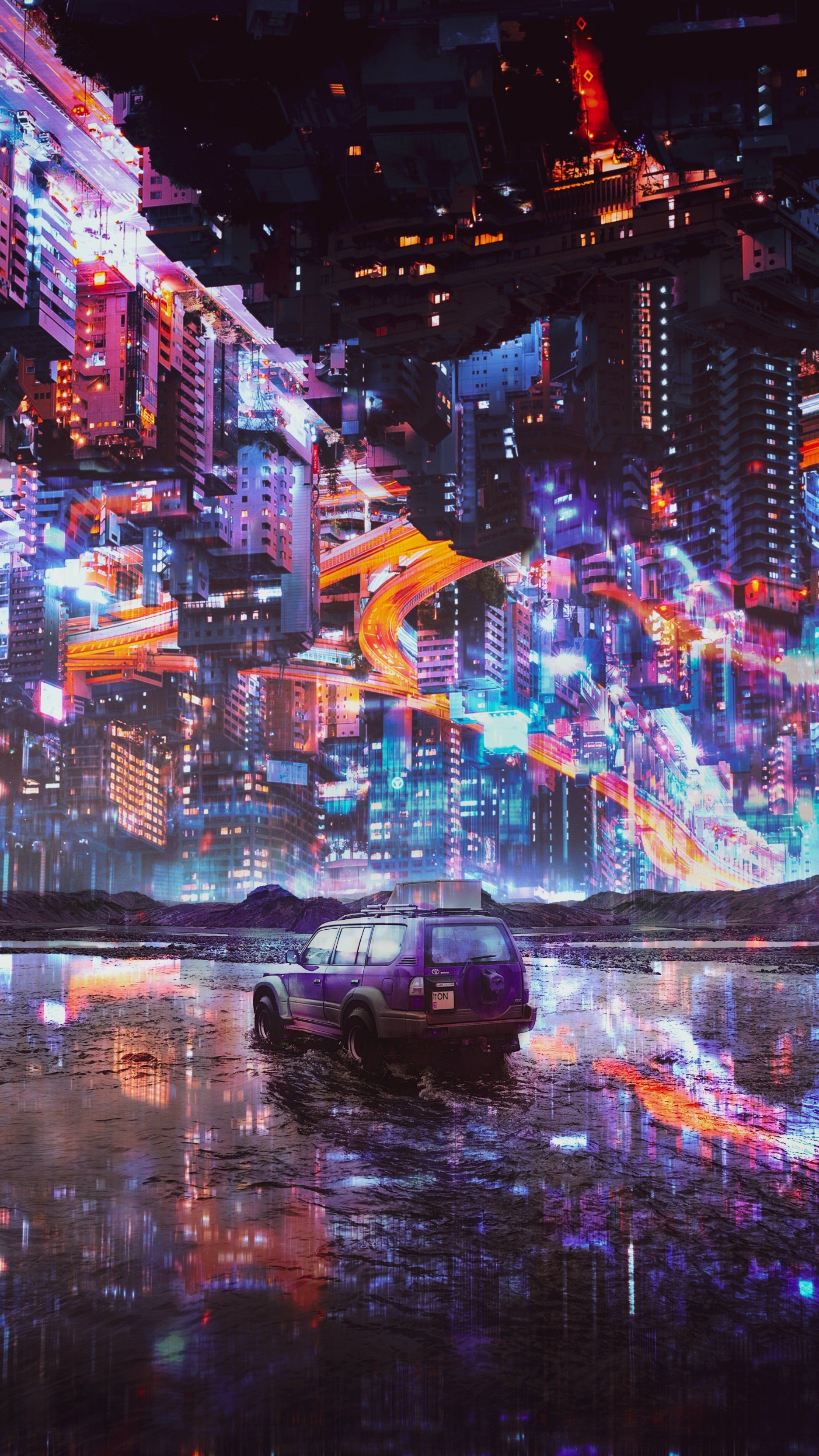 A car is driving through the city - Cityscape