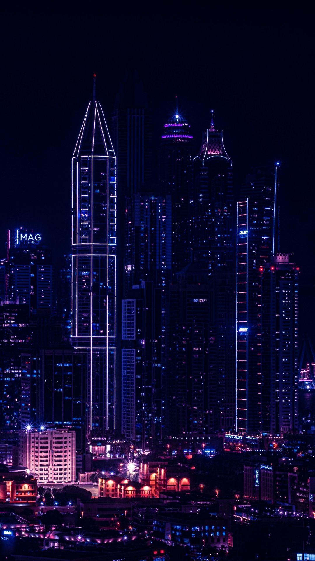 A city at night with many lights - Cityscape
