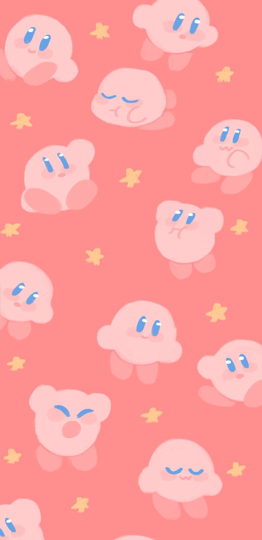 A pattern of pink and blue characters - Nintendo, Kirby