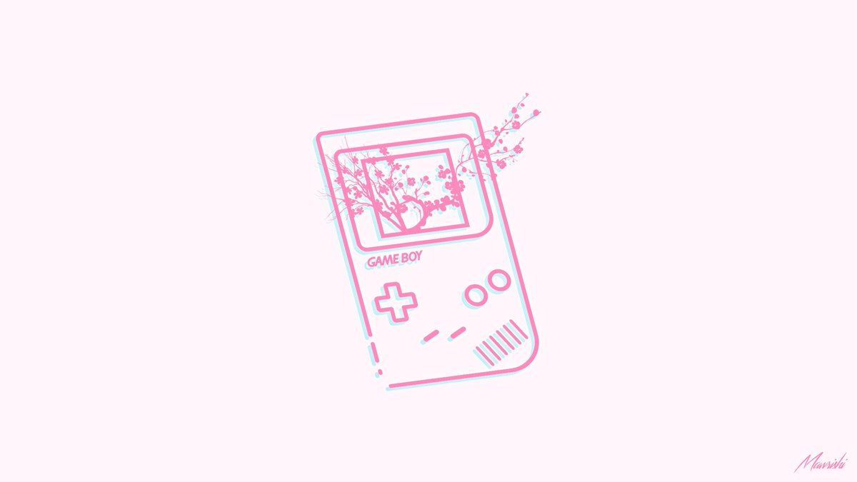 A pink drawing of an old game boy - Nintendo, Game Boy