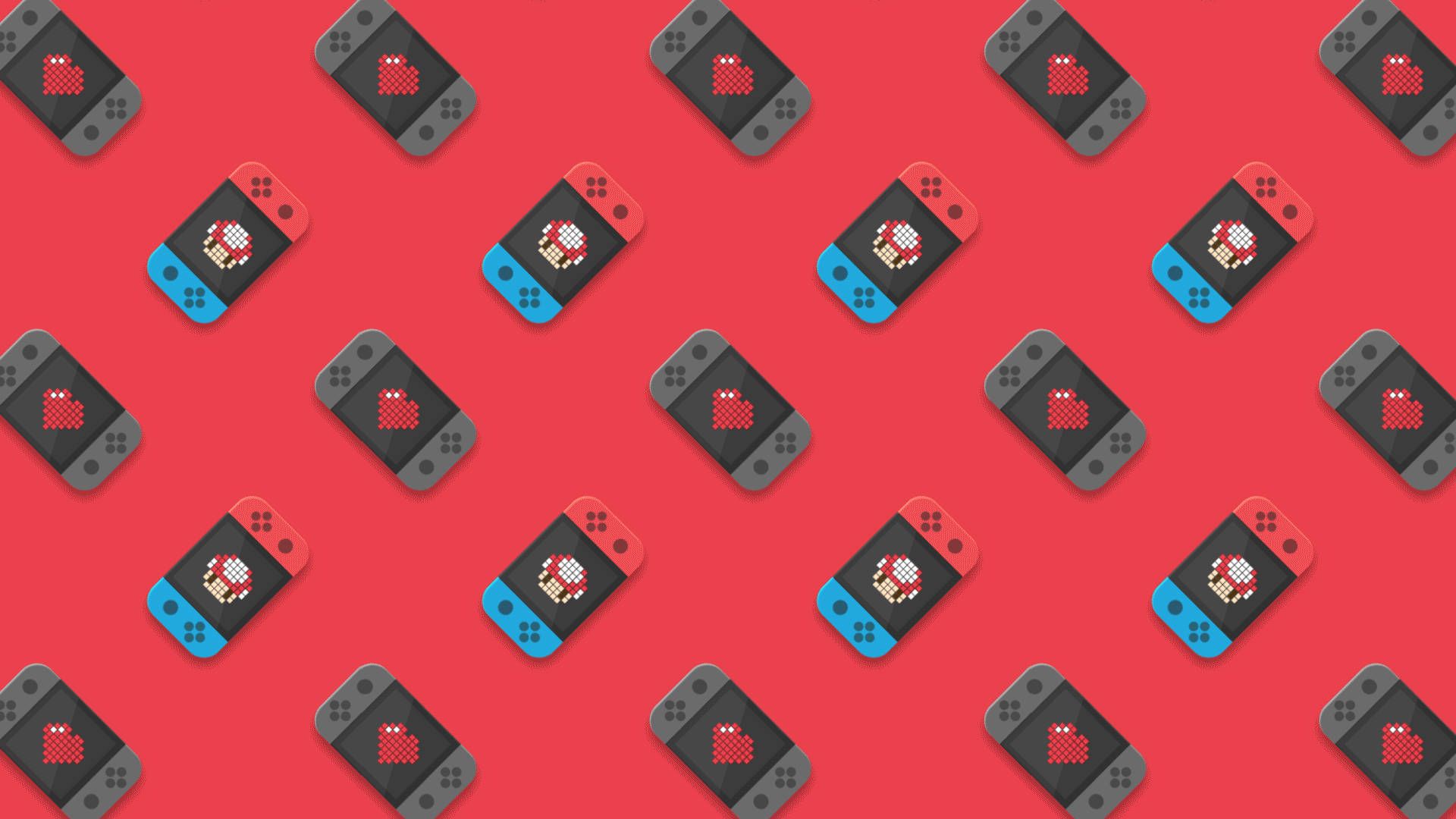 Nintendo Switch and Super Mario pattern on a red background - Nintendo