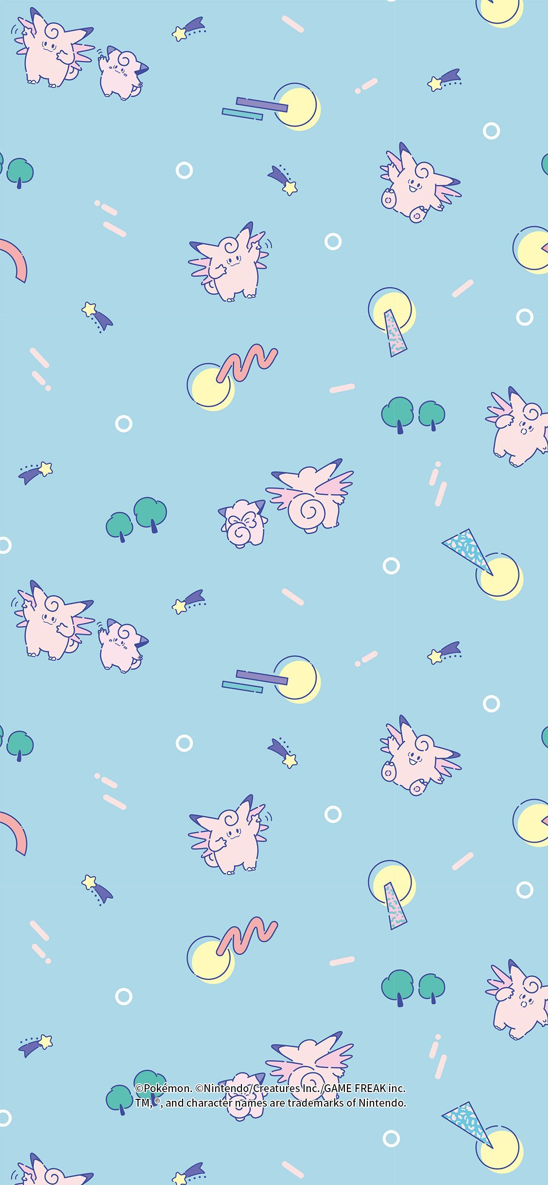 A blue background with pink and white animals - Nintendo