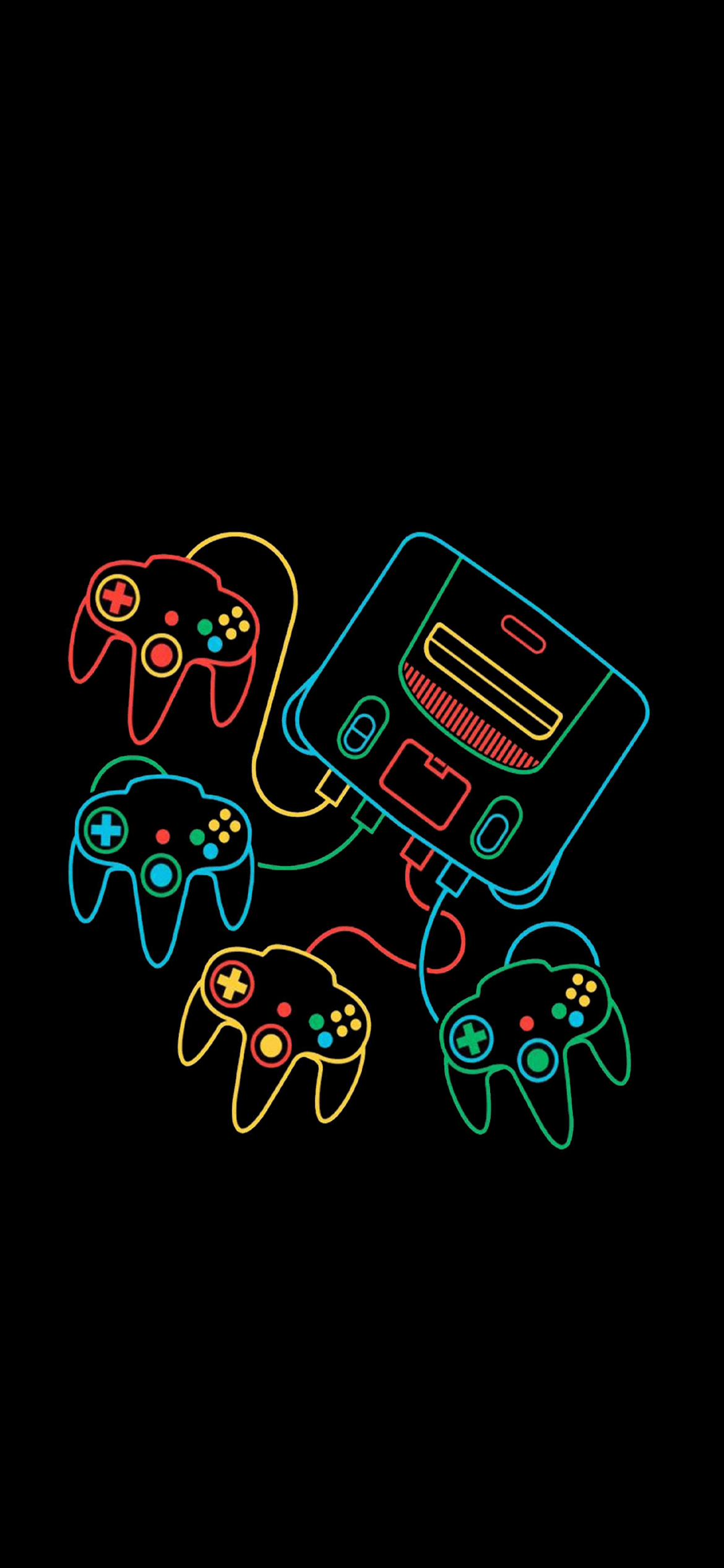 A neon sign of a gaming console and controllers - Nintendo