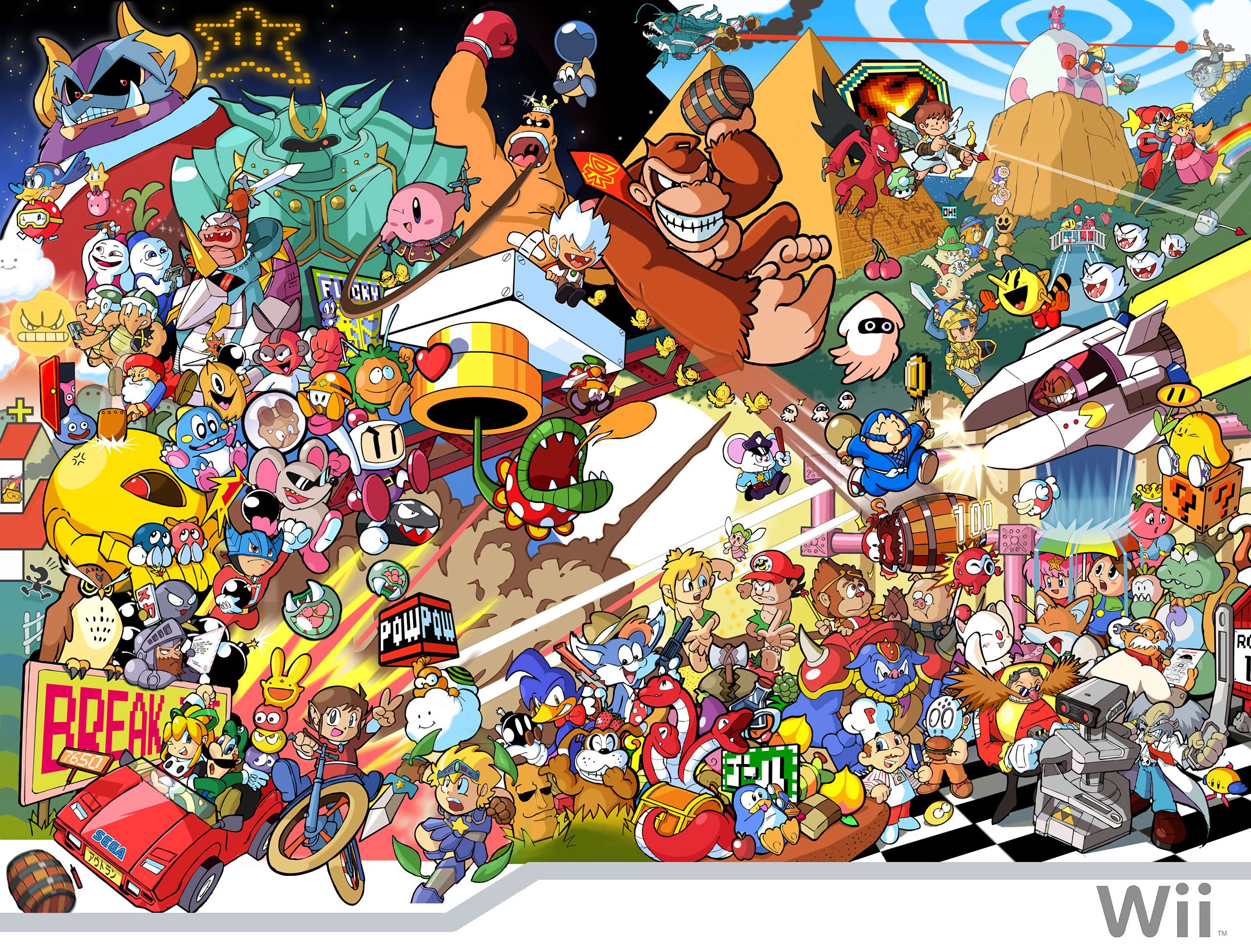 A poster of many different video game characters - Nintendo