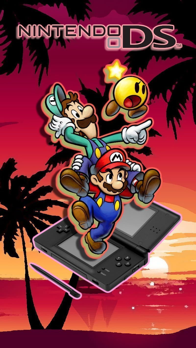 Nintendo DS wallpaper with Mario, Luigi, and a bomb on top of a Nintendo DS - Super Mario, Nintendo