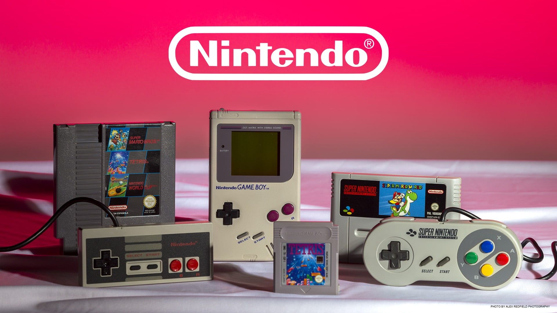 A group of nintendo game systems on display - Nintendo