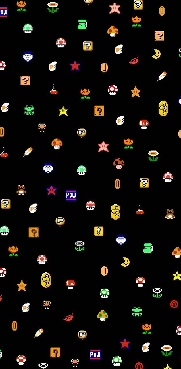 A black background with many different icons - 