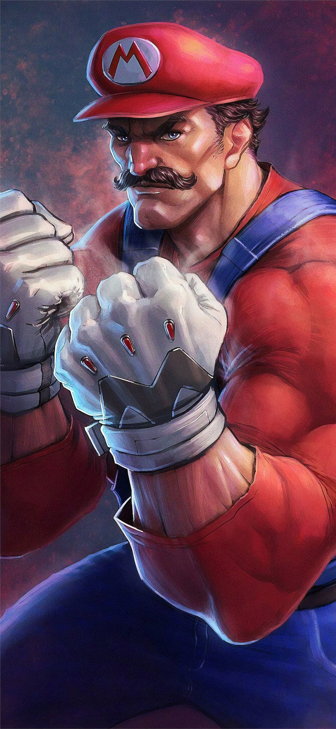 Super Mario as a fighter in Super Smash Bros. iPhone 8 wallpaper - 