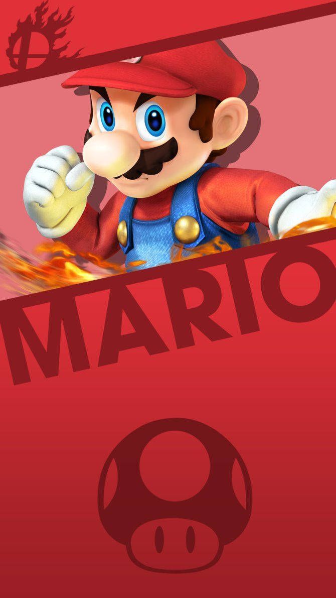 A mario bros wallpaper with the character in red - Super Mario